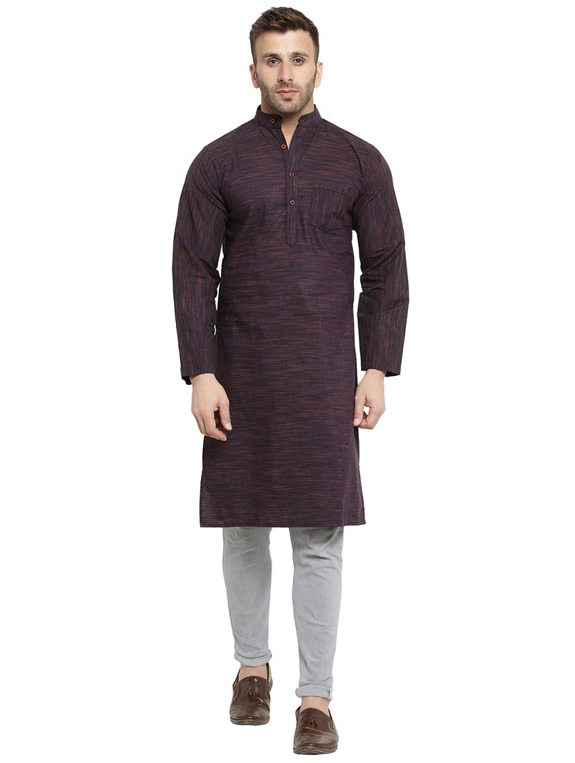 purple cotton long kurta - 15848947 - Standard Image - 3