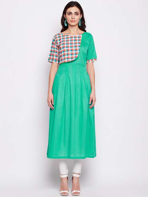 flared checkered kurta - 15871474 - Very Small Image - 1