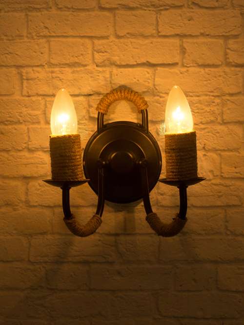 beach house rope candelabra black double wall lamp - 15882666 - Very Small Image - 1