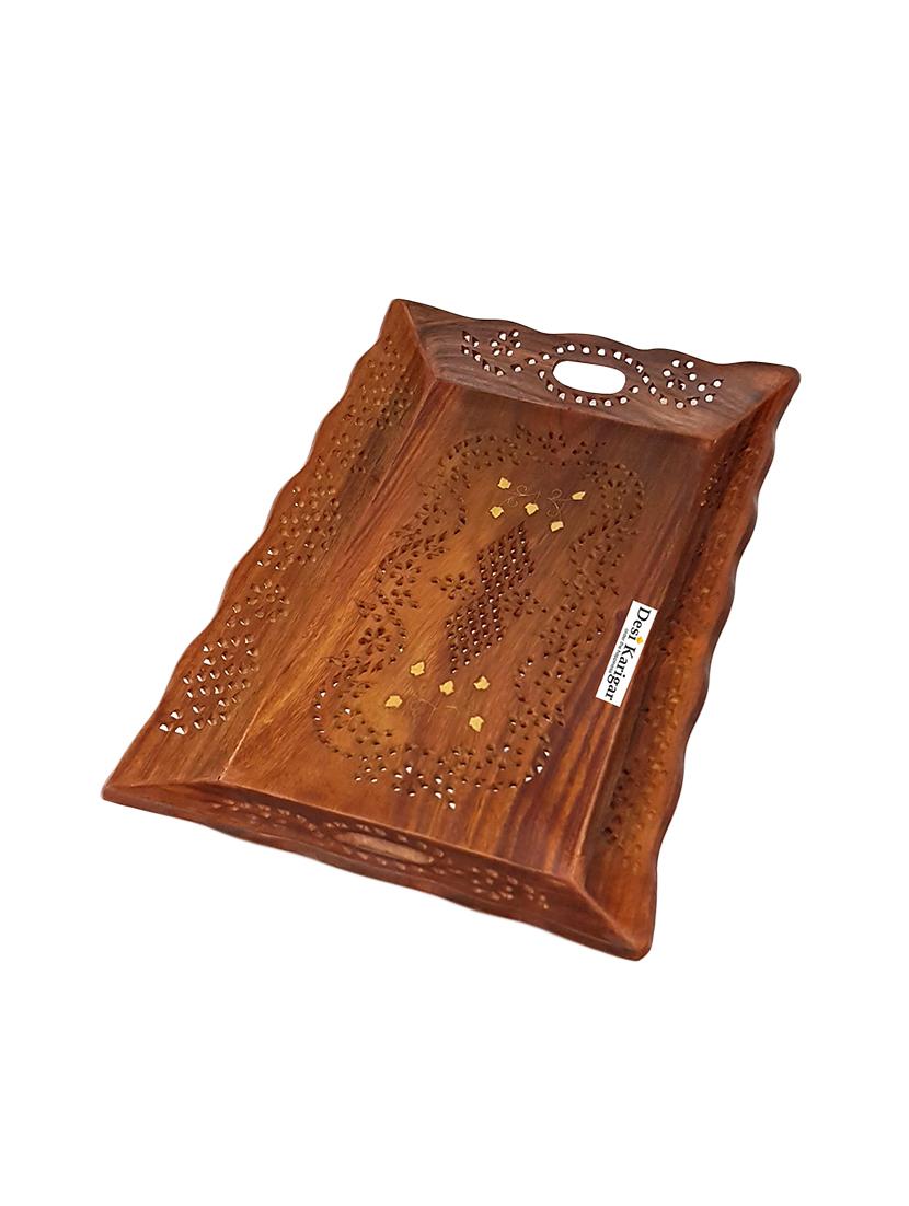 rectangular brass and jali work tray - 15927331 - Zoom Image - 2