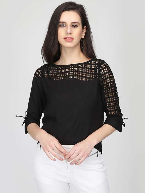 crochet paneled asymmetric top - 16013505 - Very Small Image - 1