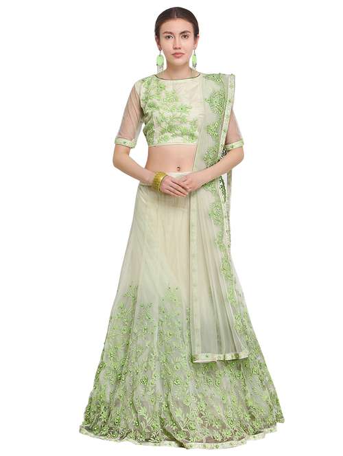 embroidered a-line lehenga - 16024928 - Very Small Image - 1