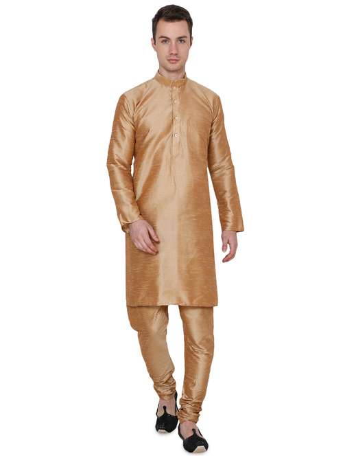 brown silk blend long kurta - 16079719 - Very Small Image - 1