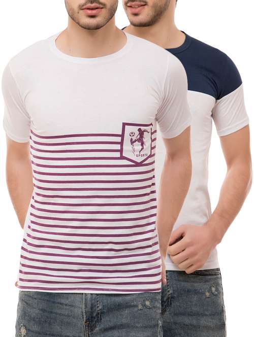 multi colored cotton blend combos t-shirt (set of 2) - 16137178 - Very Small Image - 1