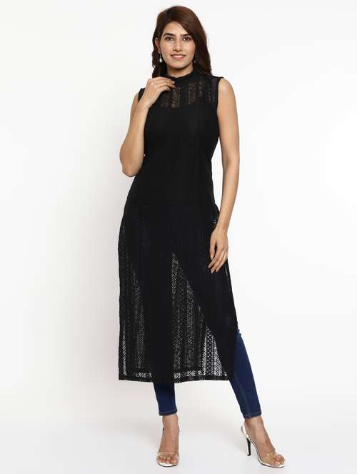 net straight kurta - 16242534 - Very Small Image - 1