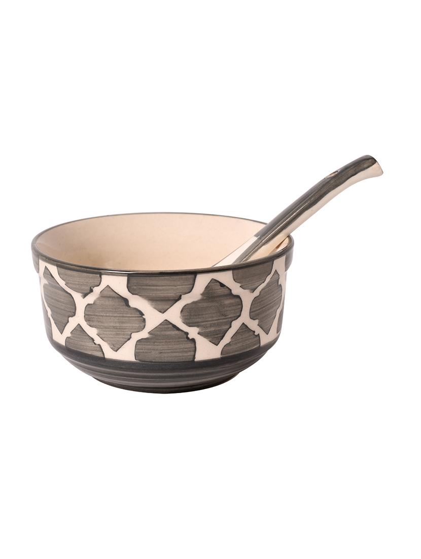 unravel india ceramic black & white pattern soup bowl(set of 6) - 16252202 - Standard Image - 2