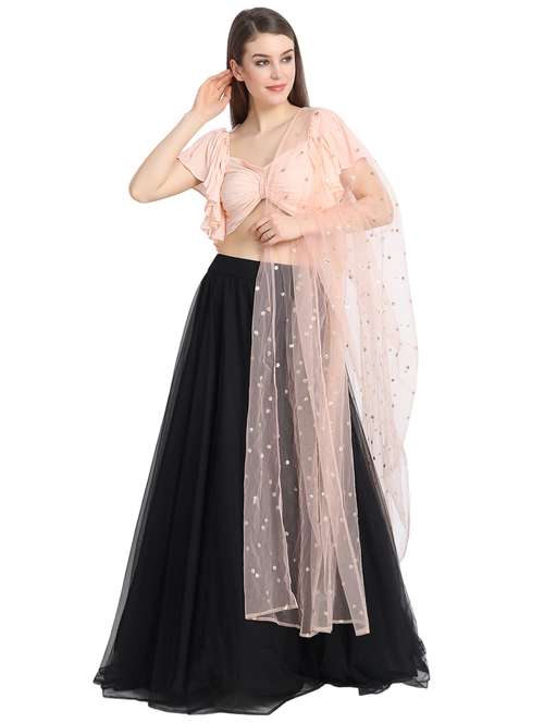 solid pastel lehenga - 16358792 - Very Small Image - 1