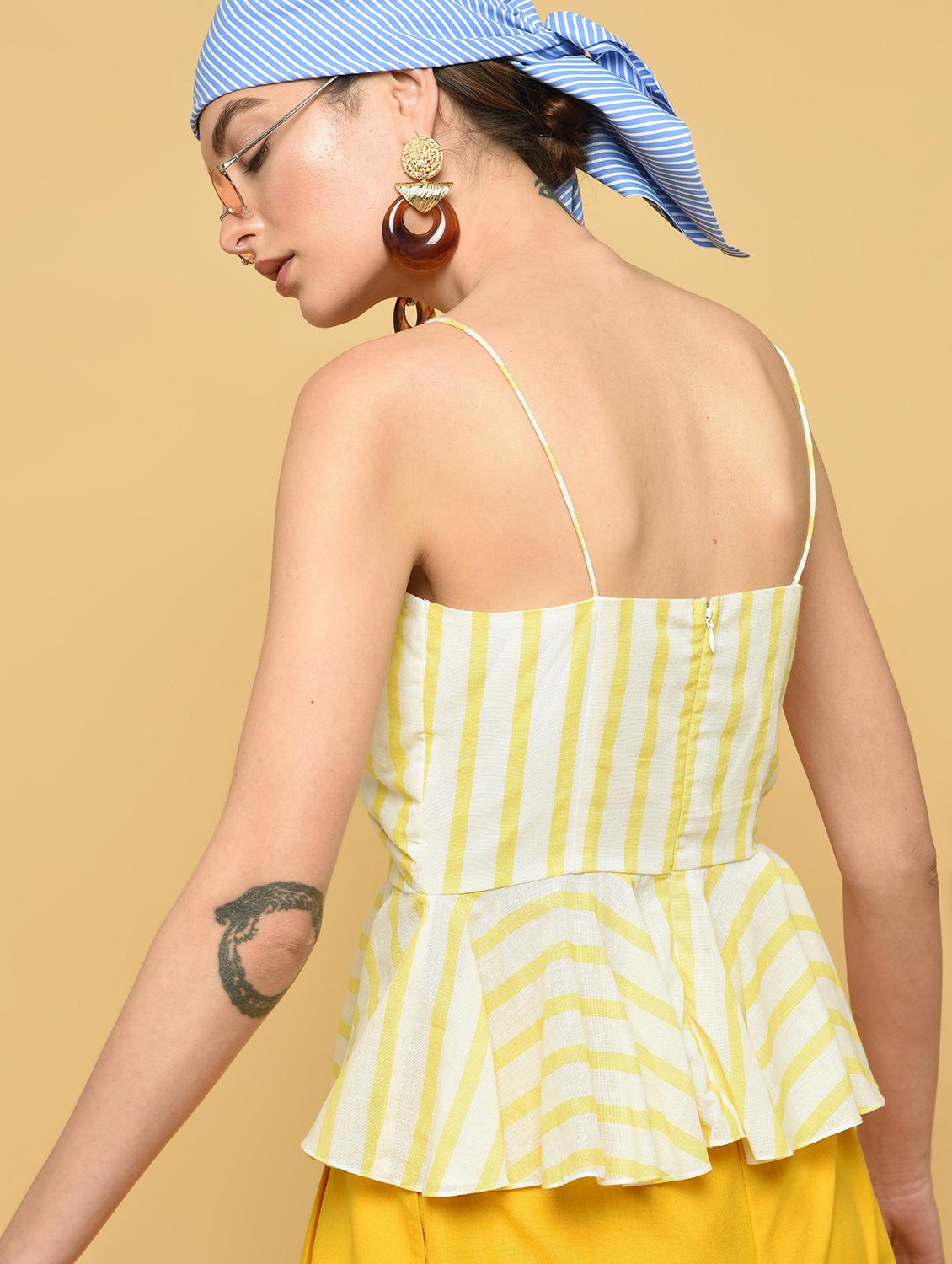 knot detail striped peplum top - 16433515 - Zoom Image - 3