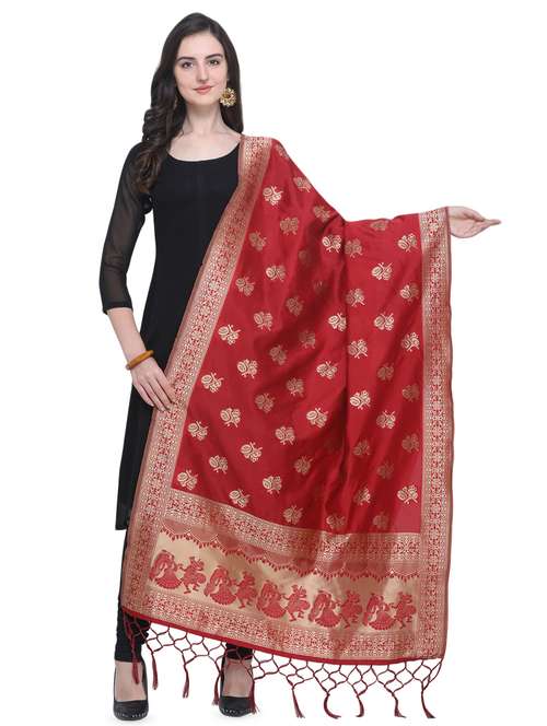 floral banarasi dupatta - 16490111 - Very Small Image - 1