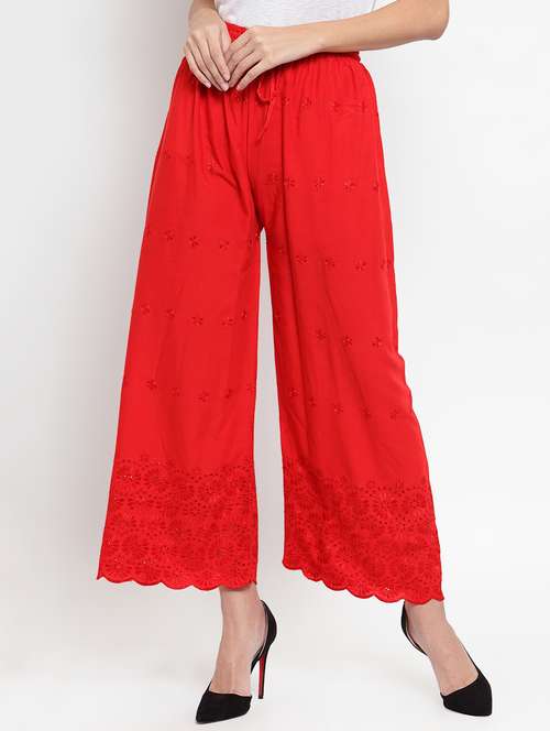 drawstring waist embroidered palazzo  - 16490560 - Very Small Image - 1