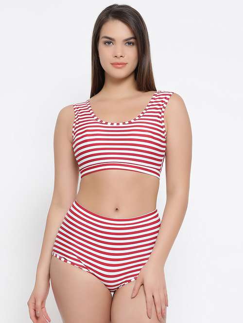 scoop neck striped swimsuit - 16492251 - Very Small Image - 1