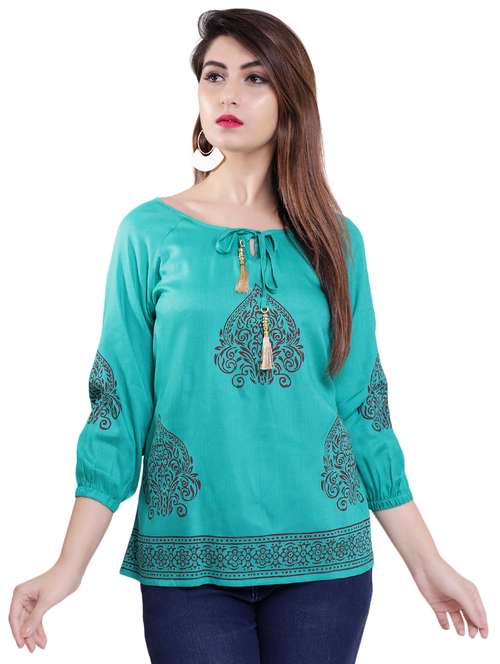 tie up neck printed top  - 16498536 - Very Small Image - 1