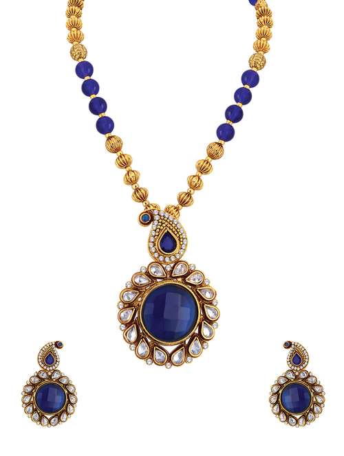 blue brass pendants and earring - 16552494 - Very Small Image - 1