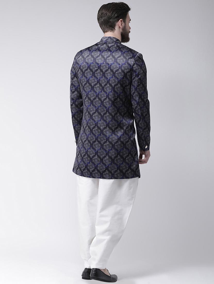 blue jacquard sherwani set - 16566579 - Zoom Image - 2