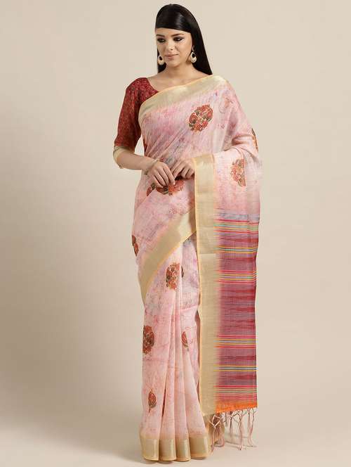 paisley printed saree with blouse - 16571763 - Very Small Image - 1