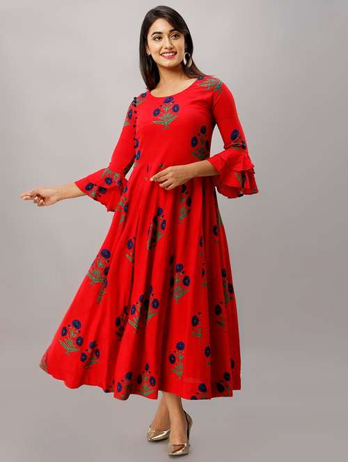 floral printed anarkali kurta - 16603855 - Very Small Image - 1