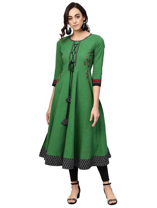 hand embroidery anarkali kurta - 16641622 - Very Small Image - 1