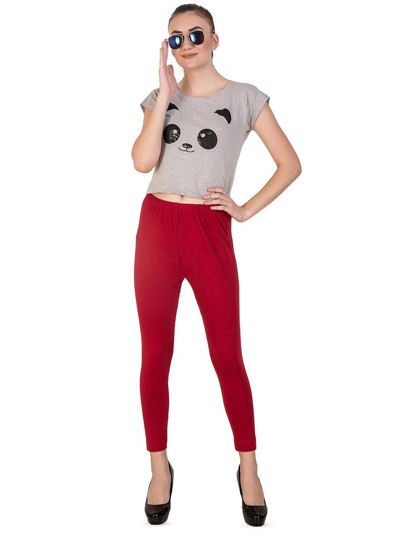red solid ankle length legging - 16646243 - Zoom Image - 3