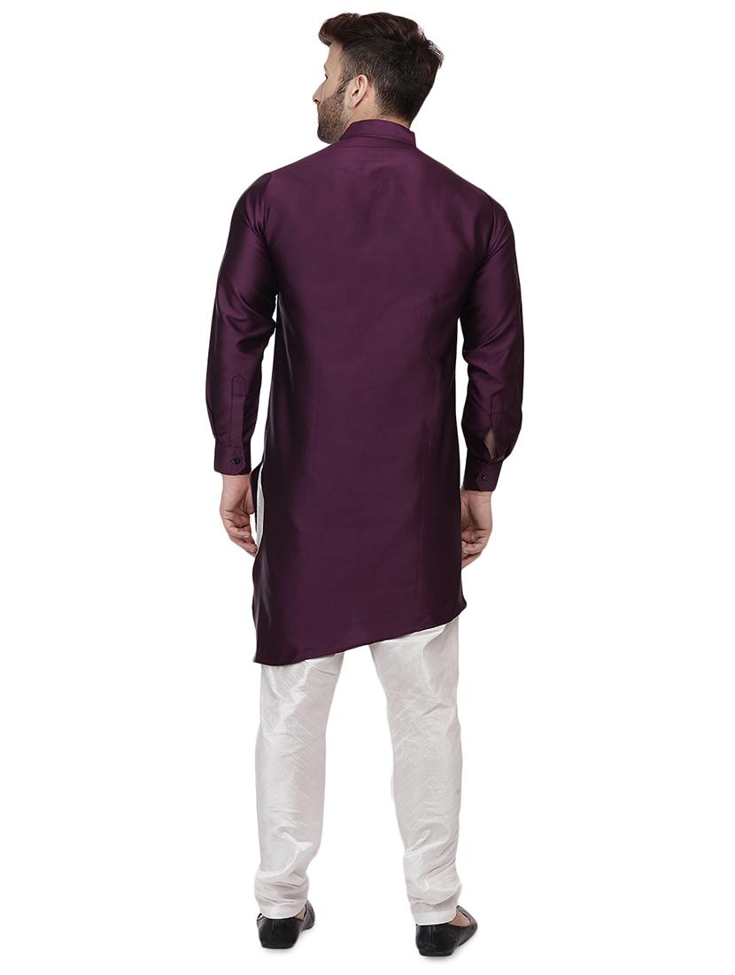 purple dupion solid asymmetrickurta - 16671764 - Zoom Image - 2