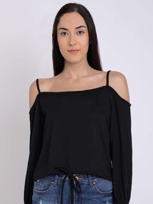 cold shoulder knotted hem top - 16675221 - Very Small Image - 1
