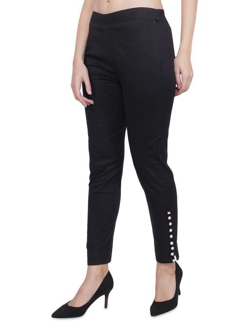 button detail hem flat front trouser - 16677017 - Very Small Image - 1