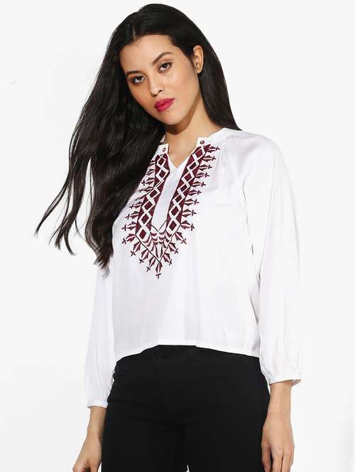 mandarin neck embroidered top  - 16701168 - Very Small Image - 1