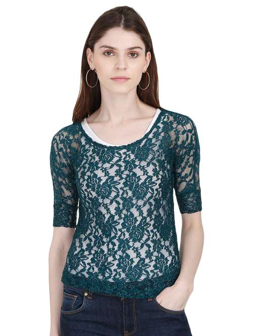 round neck laced top  - 16730369 - Very Small Image - 1