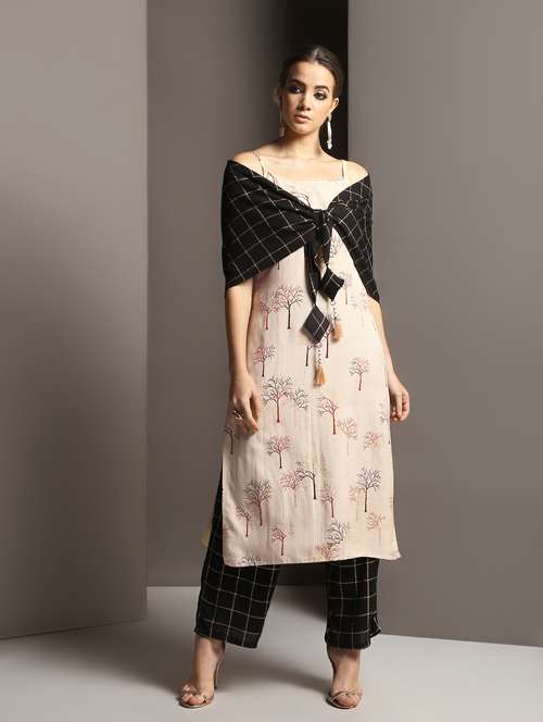 printed kurta palazzo set - 16734026 - Very Small Image - 1