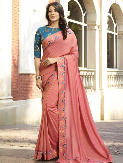 self design embroidered saree with blouse - 16773206 - Very Small Image - 1