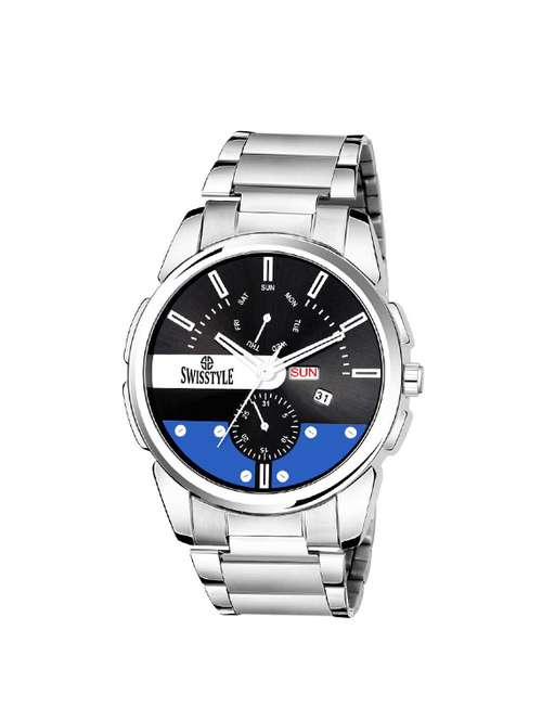 swisstyle day and date analog black dial men watch-ss-gr499-blk-slv-ch - 16791325 - Very Small Image - 1