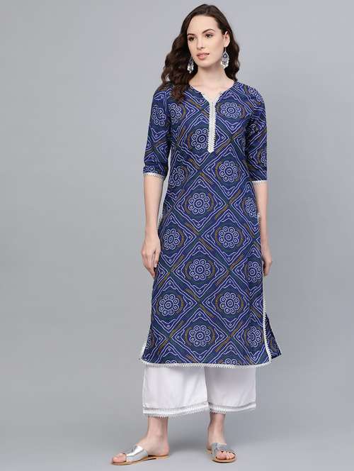 bandhani print kurta palazzo set - 16797671 - Very Small Image - 1