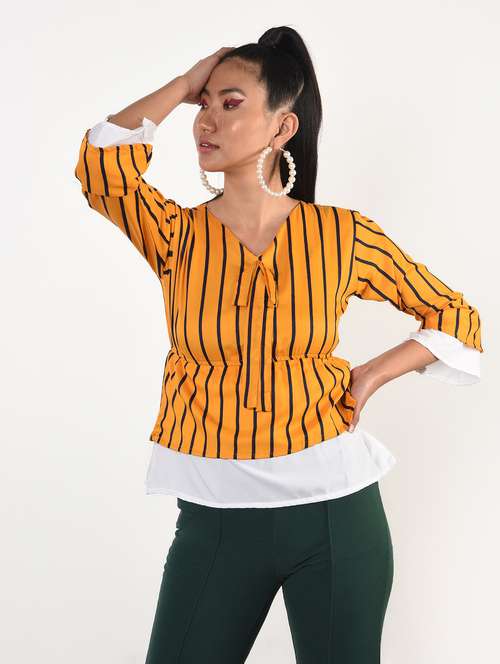 bell sleeved striped top  - 16822202 - Very Small Image - 1