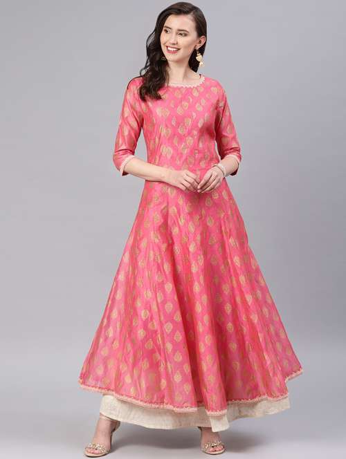 gold print anarkali kurta - 16846307 - Very Small Image - 1