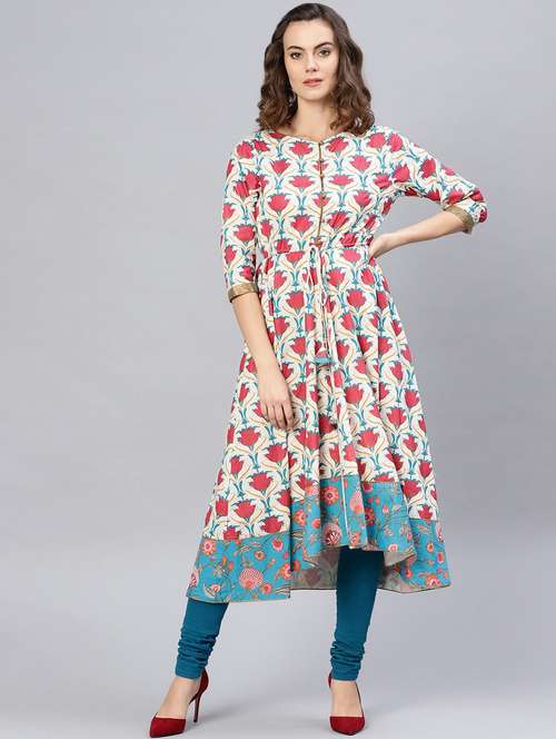 printed high low kurta - 16848242 - Very Small Image - 1