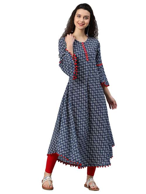 floral print flared kurta - 16861666 - Very Small Image - 1