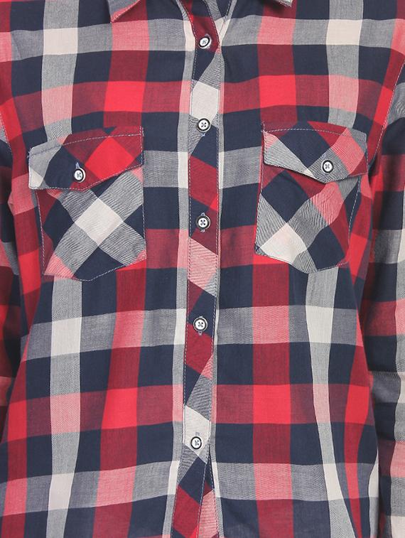 turn up sleeves checkered shirt - 16918079 - Zoom Image - 4
