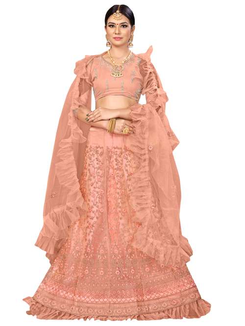 embroidered a-line lehenga - 16924729 - Very Small Image - 1