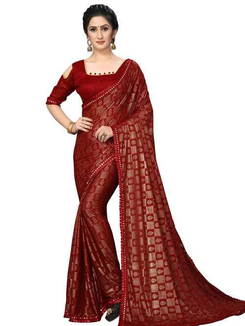 checkered printed saree with blouse - 16936078 - Very Small Image - 1