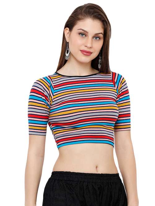 round neck striped crop top - 16983668 - Very Small Image - 1