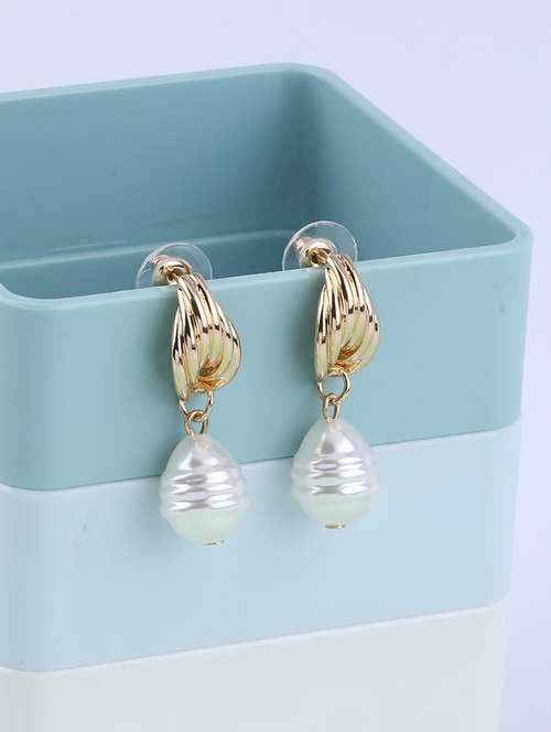 gold metal drop earring - 16994297 - Very Small Image - 1