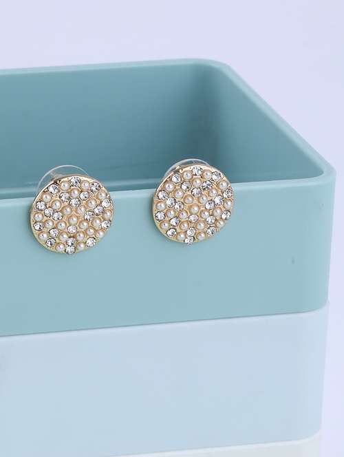 gold metal studs earring - 16994306 - Very Small Image - 1