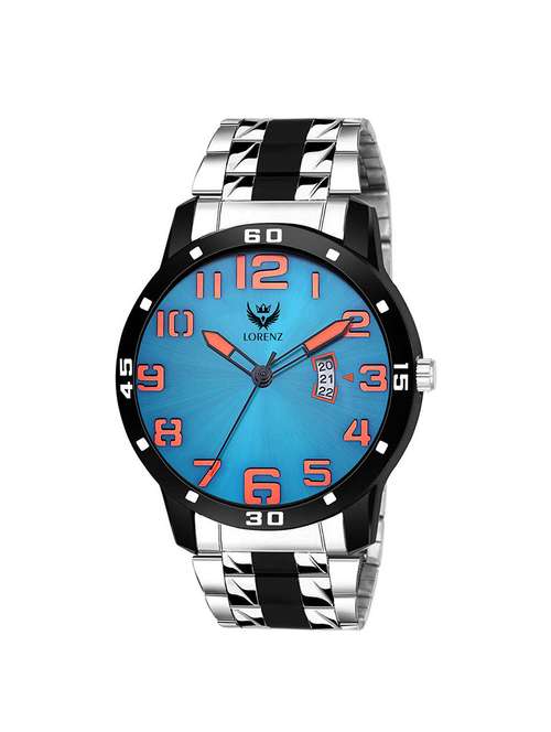lorenz two tone chain & blue dial watch for men | watch for boys | mk-3047k - 17005254 - Very Small Image - 1
