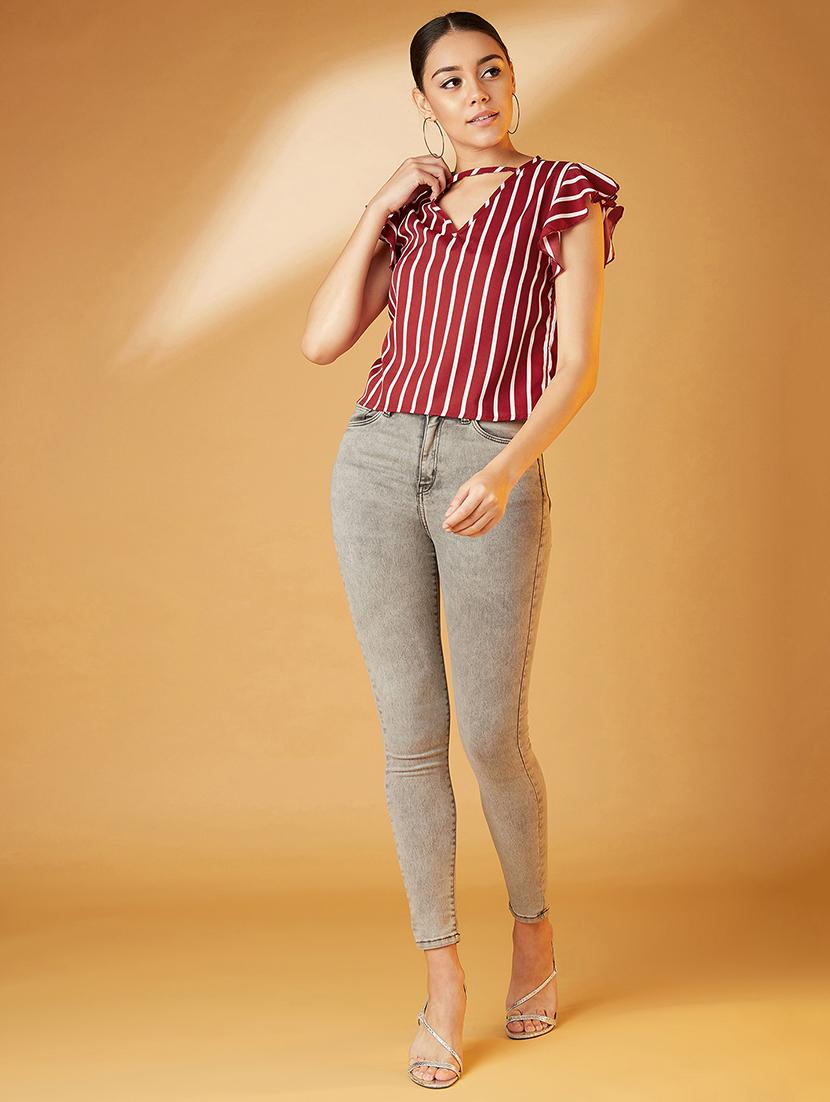 women's straight key hole neck top - 17016296 - Standard Image - 3