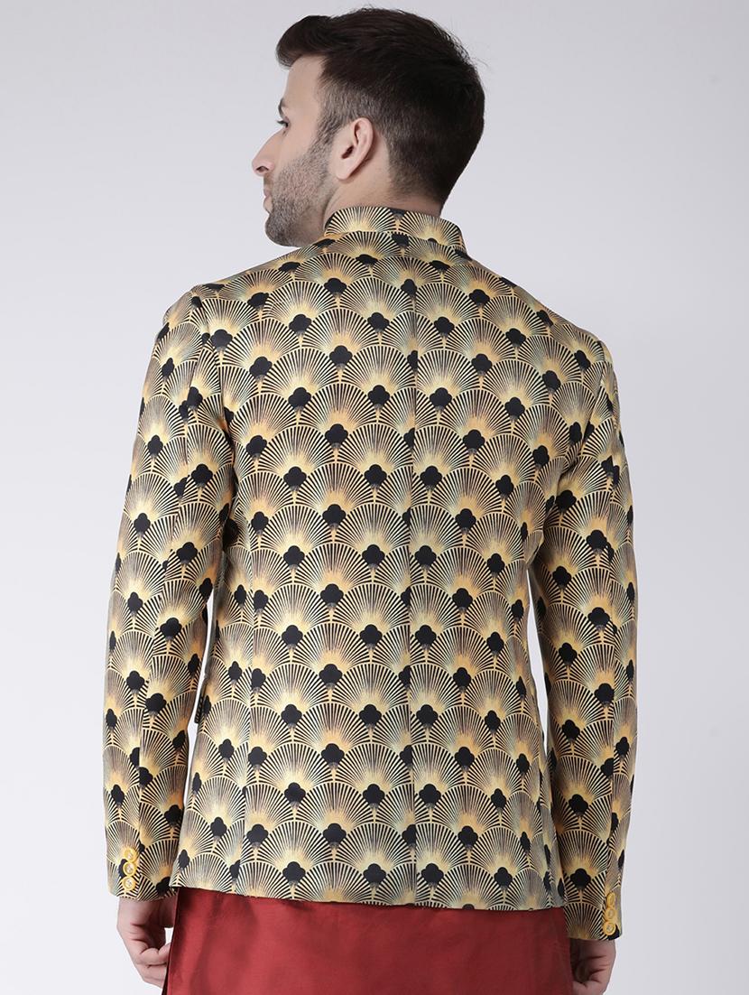 yellow printed bandhgala blazer - 17063754 - Zoom Image - 2