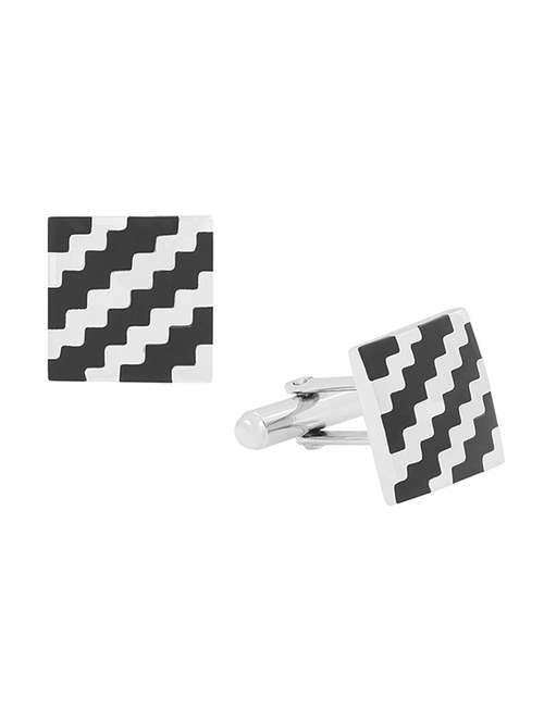 black, silver metal cufflinks - 17068856 - Very Small Image - 1