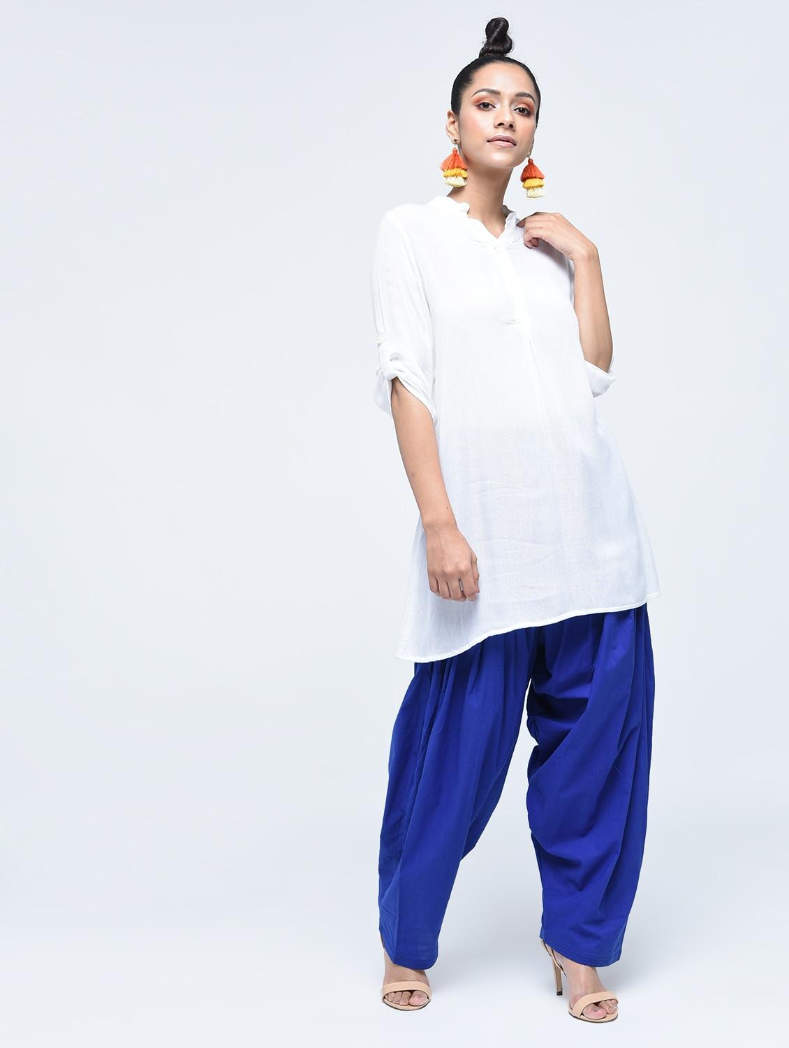 blue cotton solid salwar - 17138716 - Zoom Image - 2