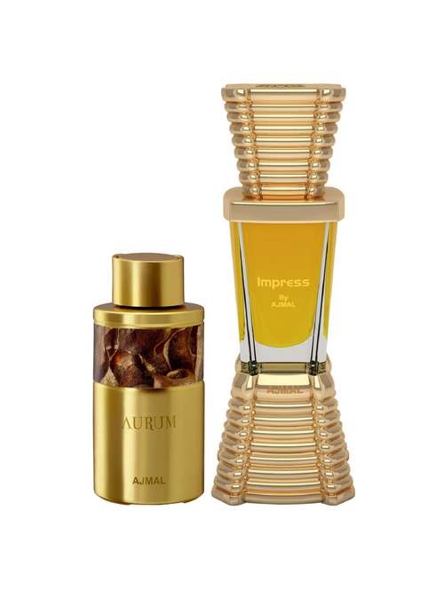 ajmal aurum cp alcohol-free attar 10ml for women and impress cp alcohol-free attar 10ml for men + 2 parfum testers free - 17147071 - Very Small Image - 1