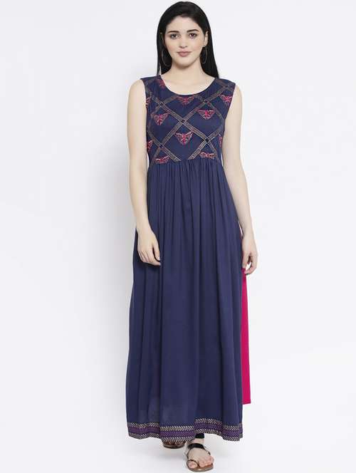 embroidered a-line kurta - 17183956 - Very Small Image - 1