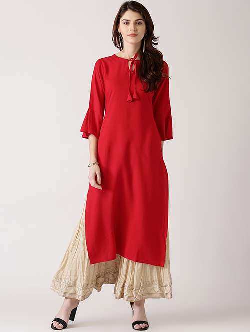 solid straight kurta - 17252092 - Very Small Image - 1