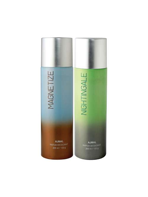 ajmal magnetize & nightingale deodorant pack of 2 deodorants 200 ml each (total 400ml) for unisex+ 2 parfum testers - 17261969 - Very Small Image - 1